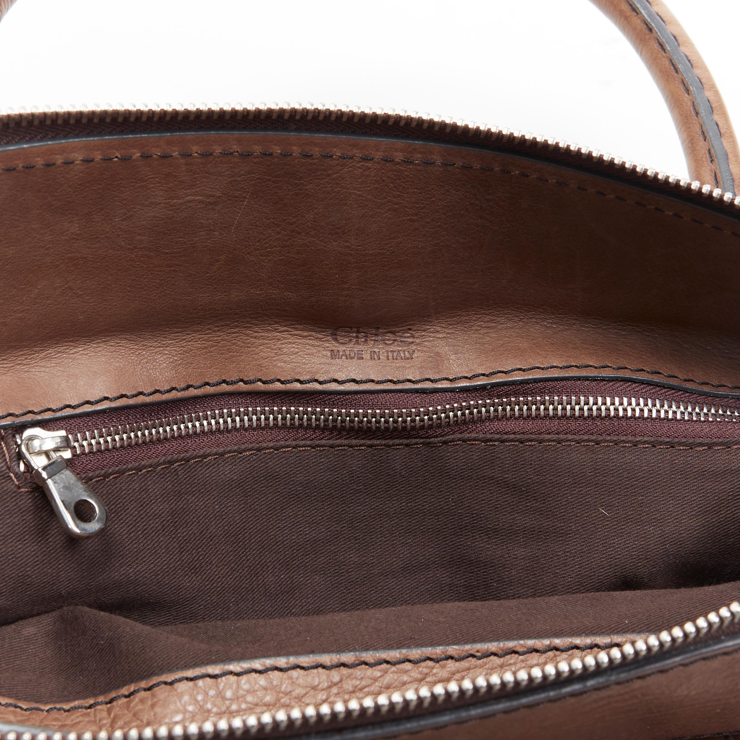 CHLOE Edith dark brown leather buckle pocket top handle large tote bag 2