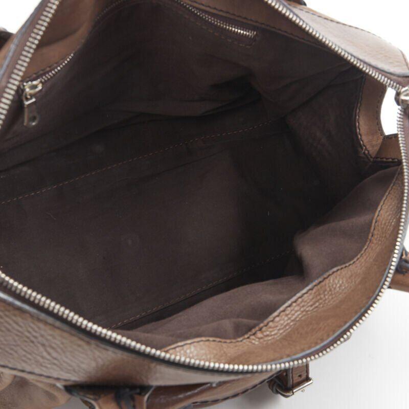 CHLOE Edith dark brown leather buckle pocket top handle large tote bag 4