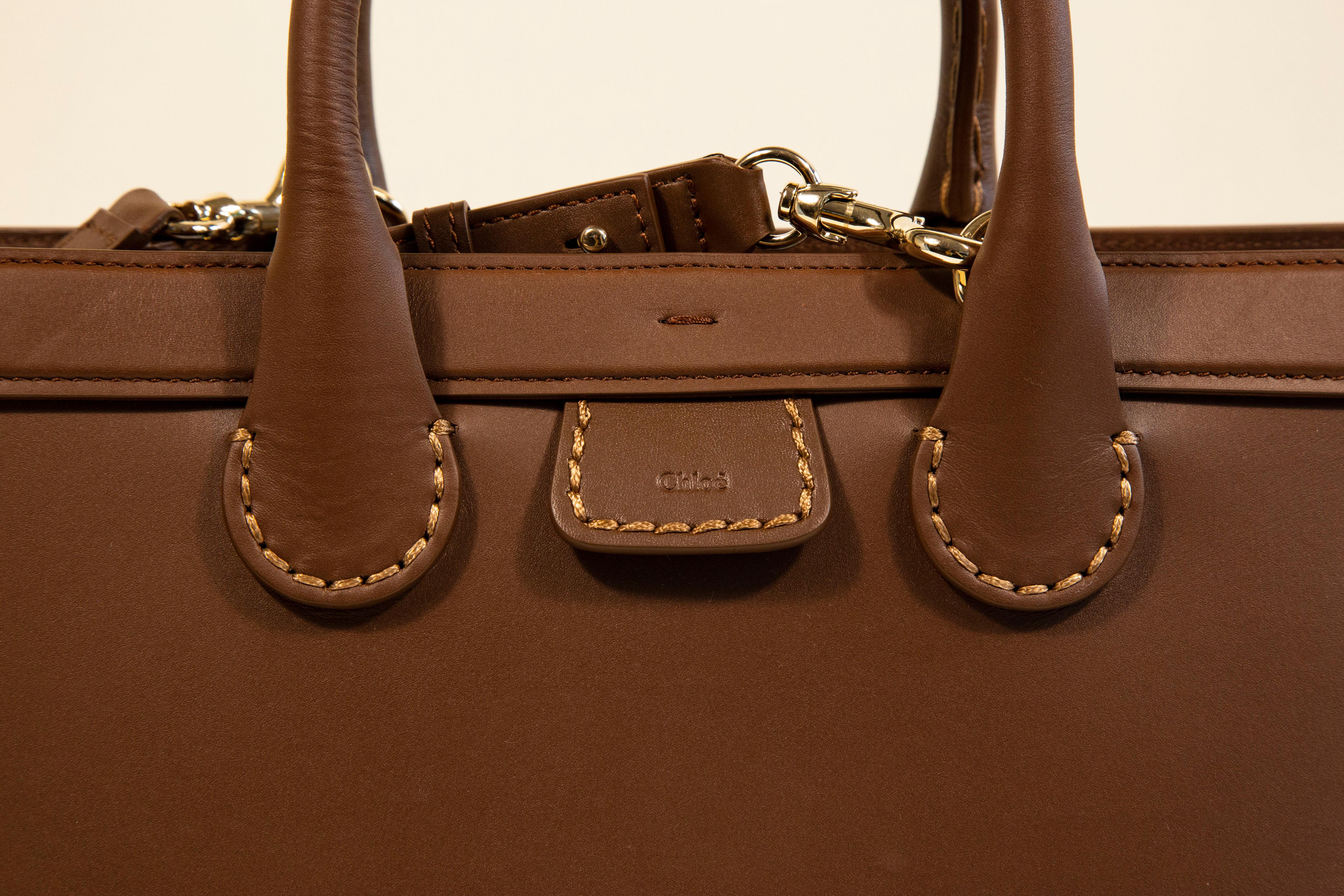 Chloe Edith Medium Tote Bag aus mokkabraunem Leder im Angebot 5