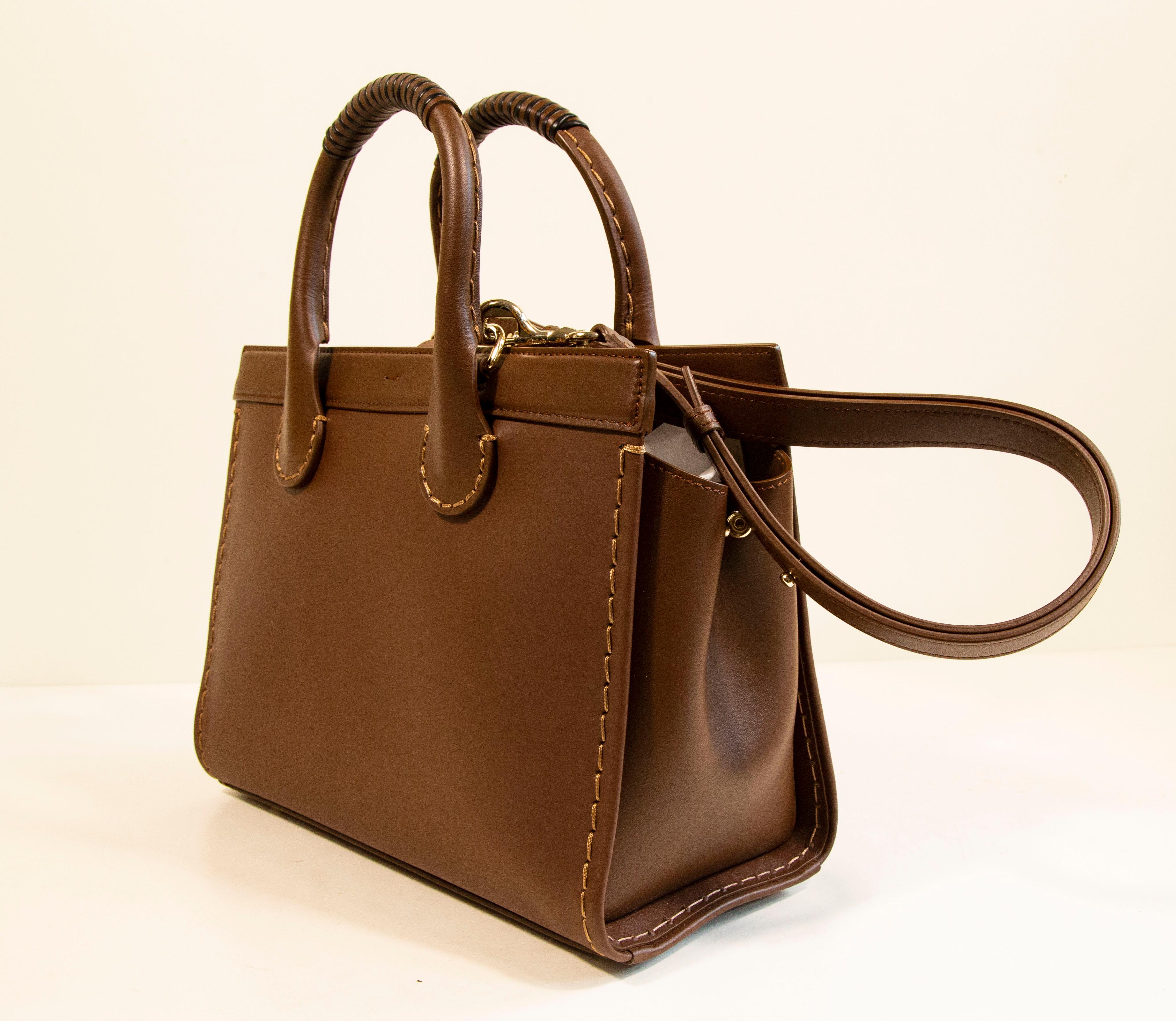 Chloe Edith Medium Tote Bag aus mokkabraunem Leder im Zustand „Hervorragend“ im Angebot in Arnhem, NL