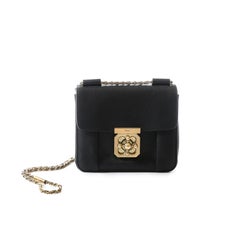 Chloe Elise black small gold chain grained leather shoulder bag clutch