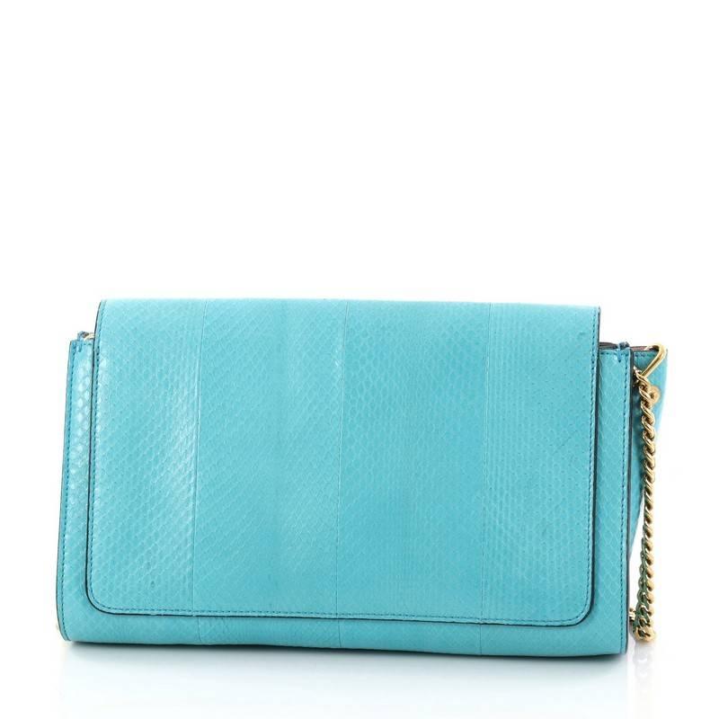 Chloe Elle Chain Clutch Python Medium In Good Condition In NY, NY