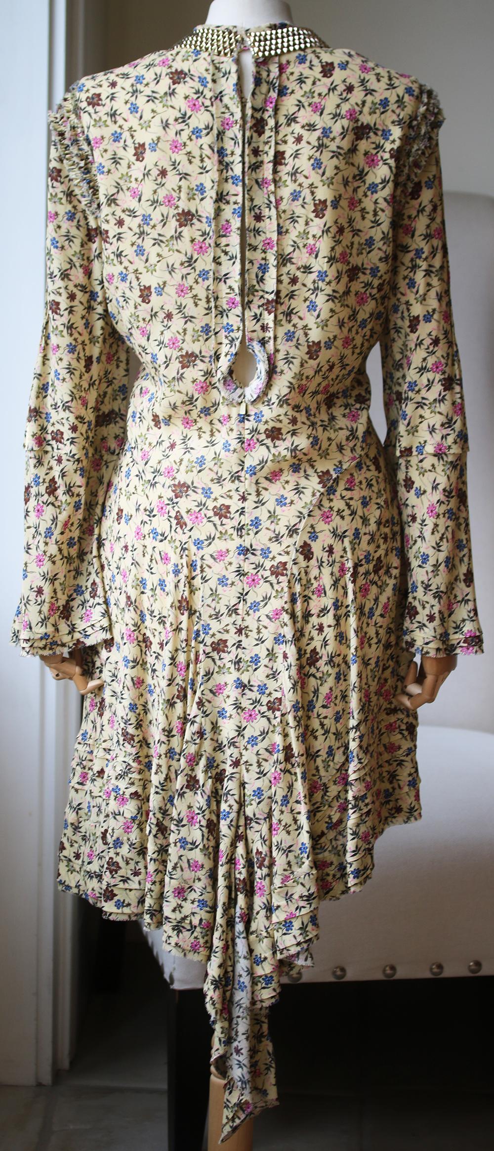 ruffled floral print mini dress