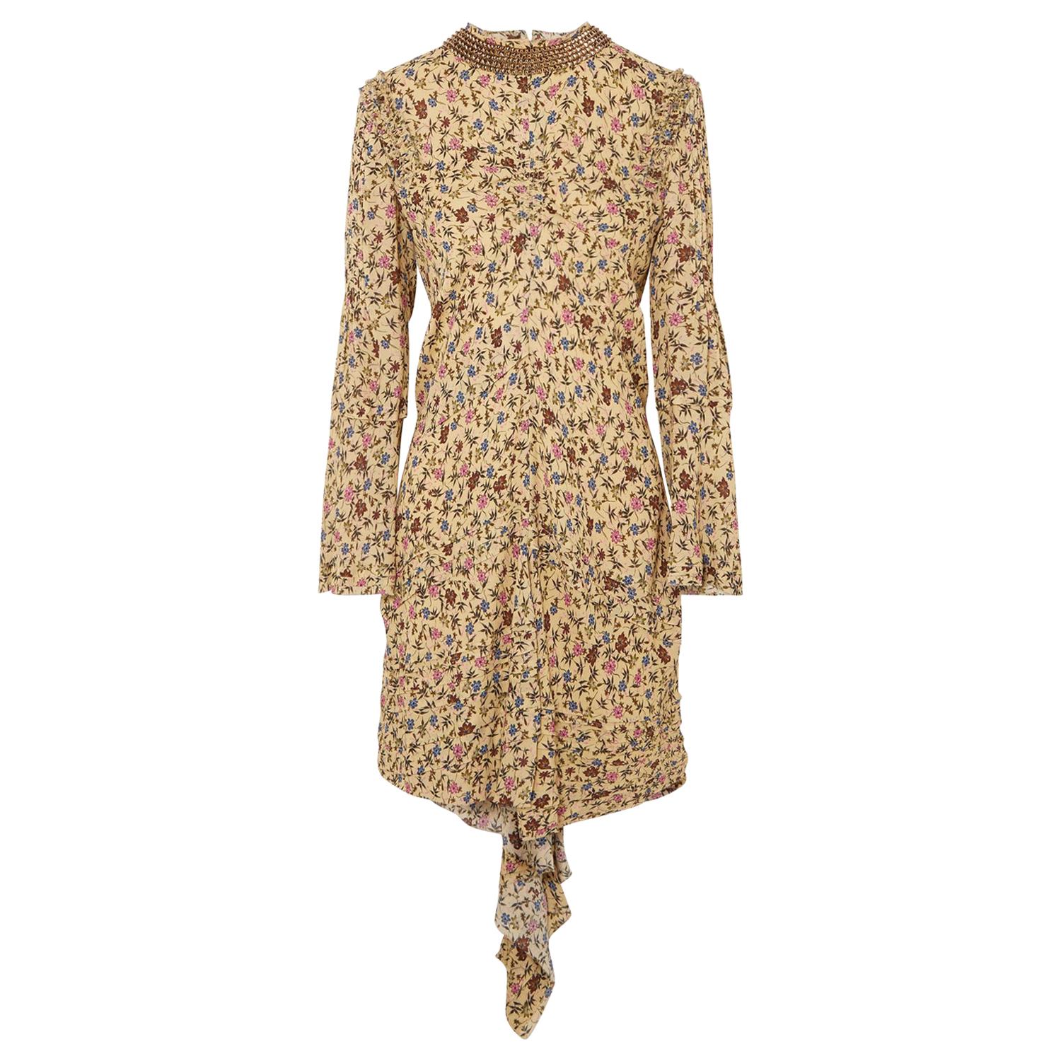 Chloé Embellished Ruffled Floral-Print Georgette Mini Dress