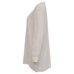 Chloé Embroidery-Trimmed Long Sleeve Blouse in Ivory Silk