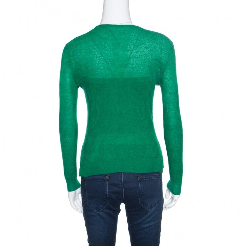 Chloe Emerald Green Tea Cashmere and Silk Textured Sweater S im Zustand „Gut“ in Dubai, Al Qouz 2