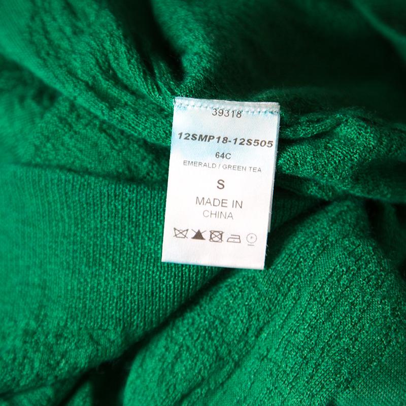 Chloe Emerald Green Tea Cashmere and Silk Textured Sweater S 1