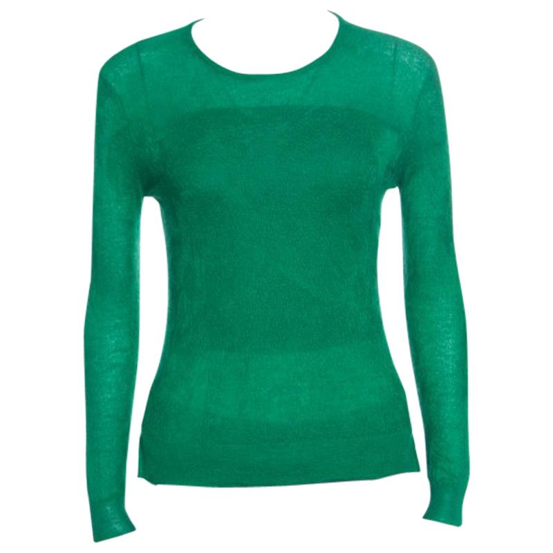 Chloe Emerald Green Tea Cashmere and Silk Textured Sweater S
