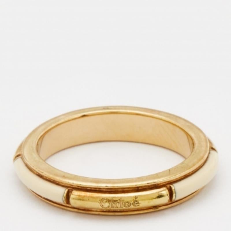 Anello Chloe con fascia smaltata in oro misura 52 in vendita 1