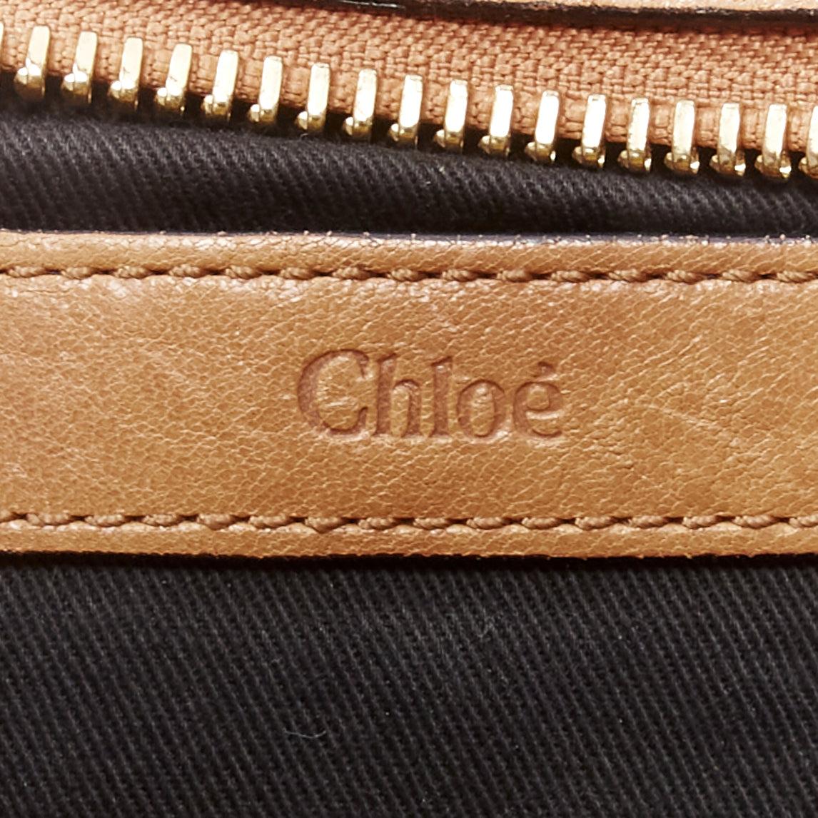 CHLOE Ethel tan smooth leather gold logo square buckles small shoulder bag For Sale 6