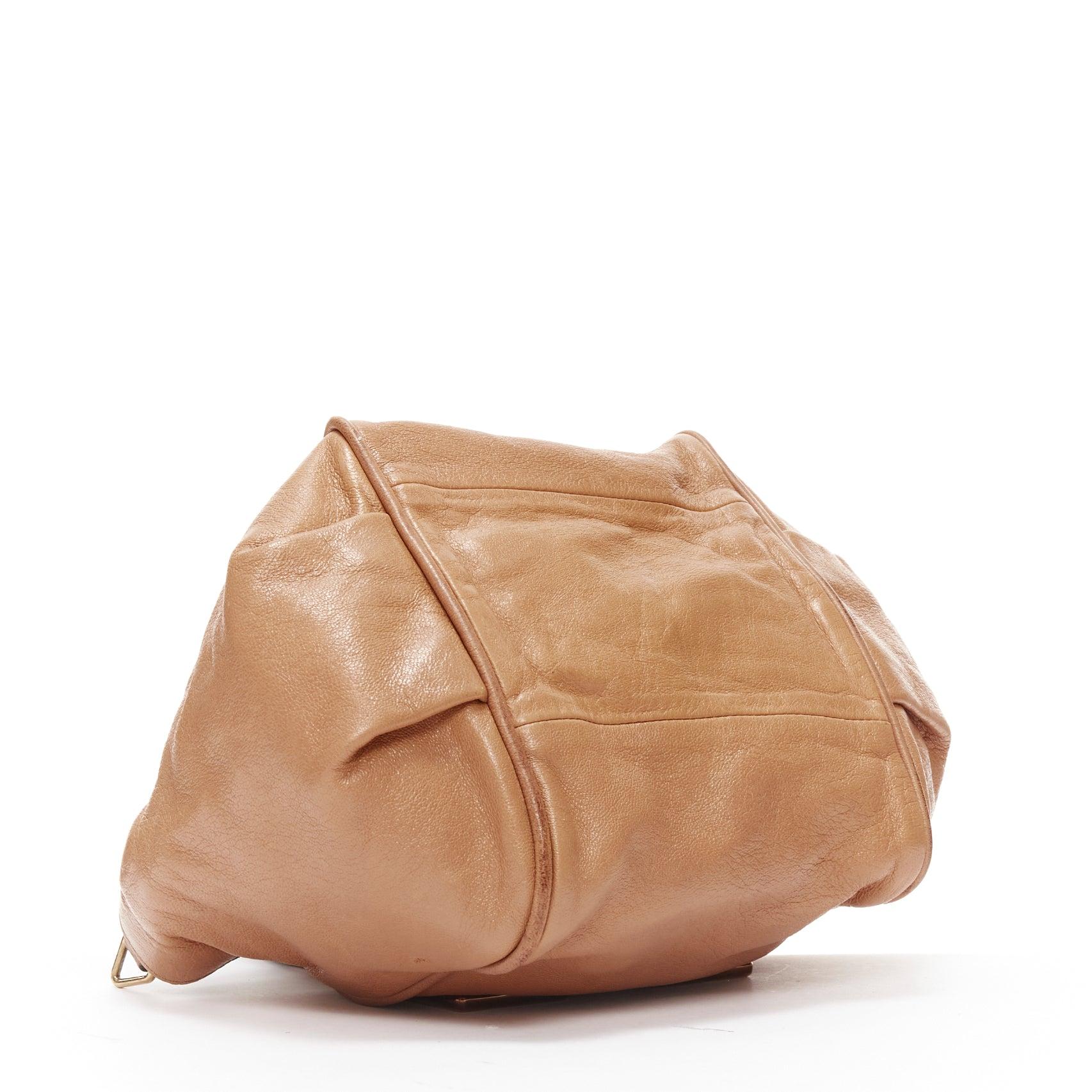 CHLOE Ethel tan smooth leather gold logo square buckles small shoulder bag 1