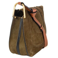 CHLOE Eucalyptus green suede HAYLEY HOBO Shoulder Bag