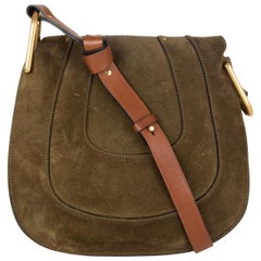 CHLOE Eucalyptus green suede HAYLEY HOBO Shoulder Bag