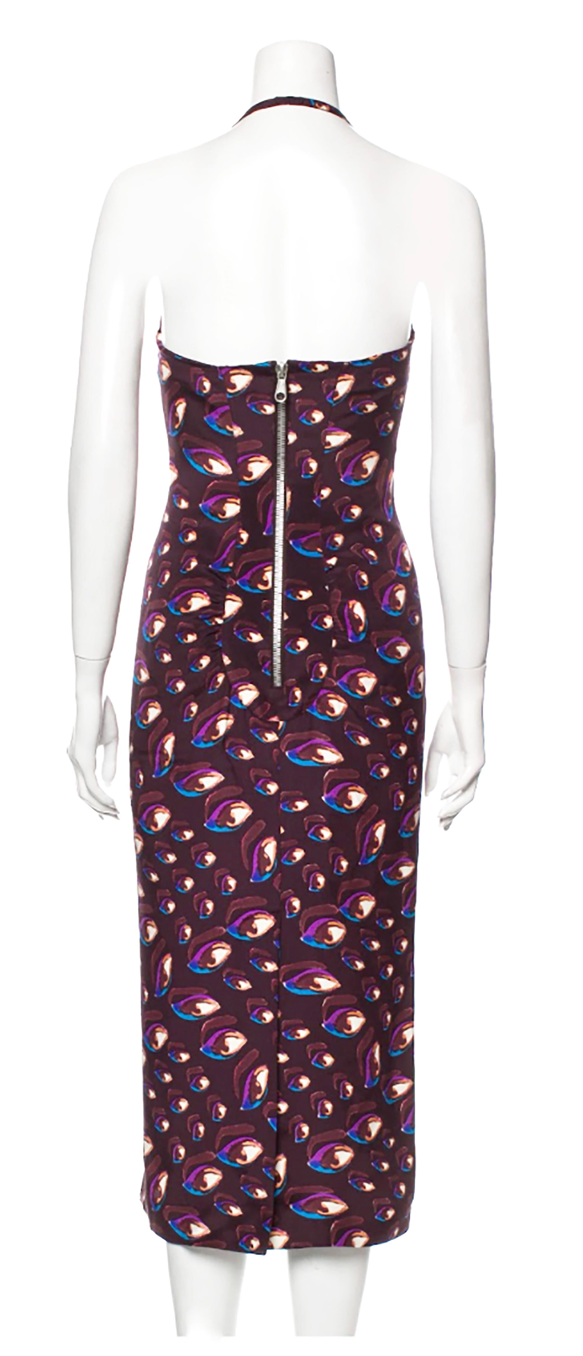 Black Chloe Eye Print Halter Dress