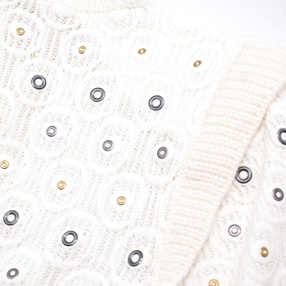 Chloe eyelet-embellished crochet-knit sweater US 4 5