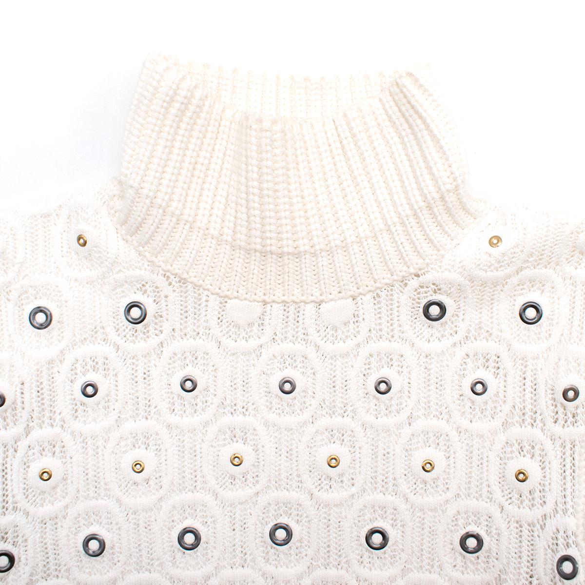 Chloe eyelet-embellished crochet-knit sweater US 4 In Excellent Condition In London, GB