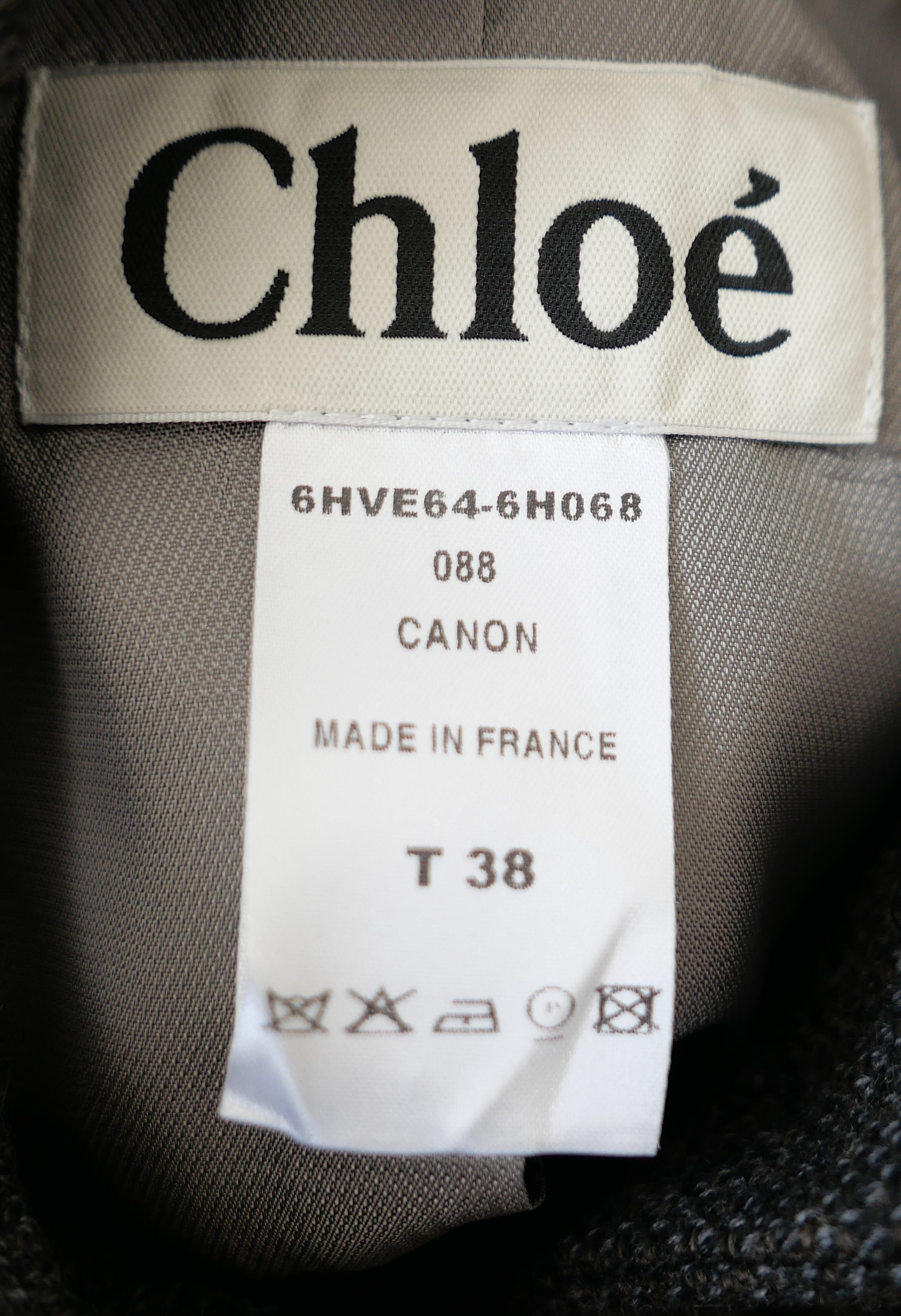 Chaqueta recortada de lana marrón Chloe Otoño 2006 en venta 2