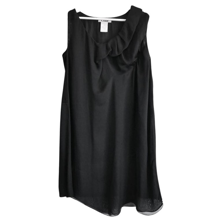 Chlo Fall 2007 Black Silk Chiffon Mixed Panel Dress For Sale at 1stDibs