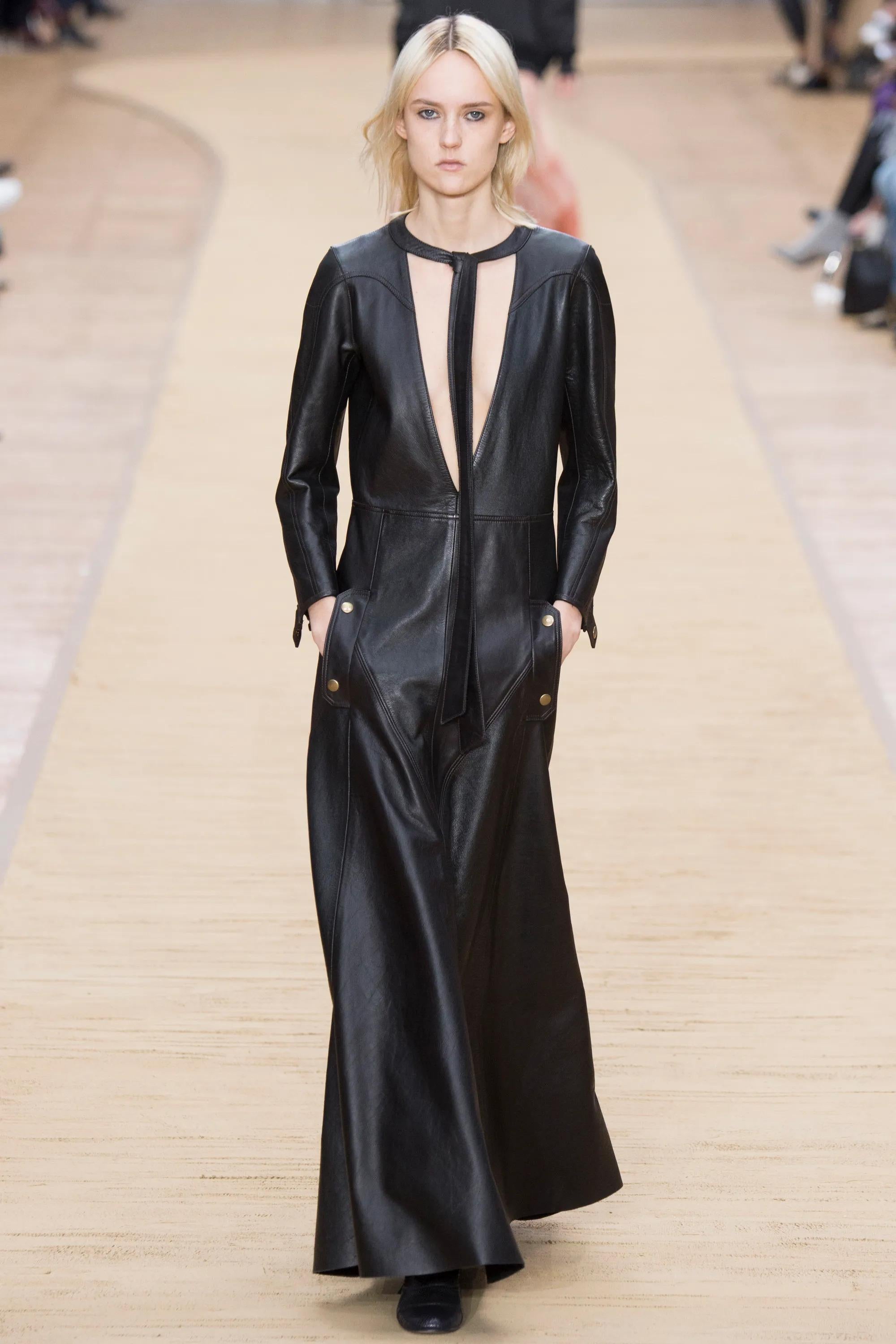 Chloe Fall 2016 Black Leather Maxi Dress Runway Look #42 8