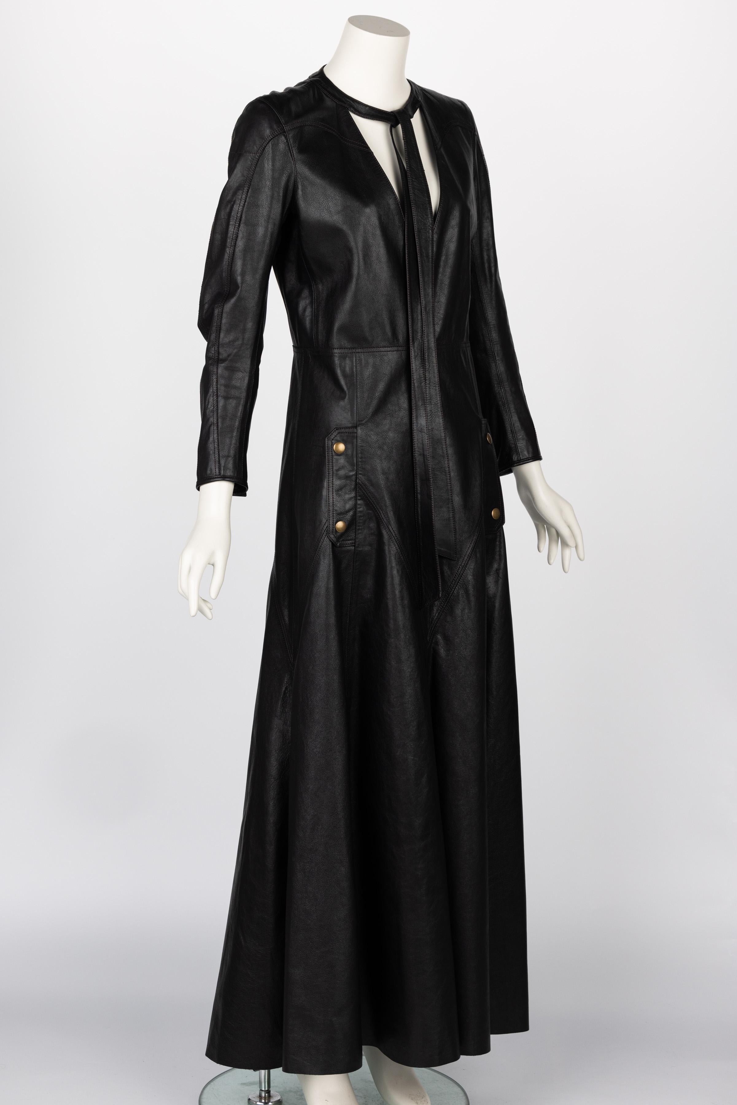 Chloe Fall 2016 Black Leather Maxi Dress Runway Look #42 In Excellent Condition In Boca Raton, FL