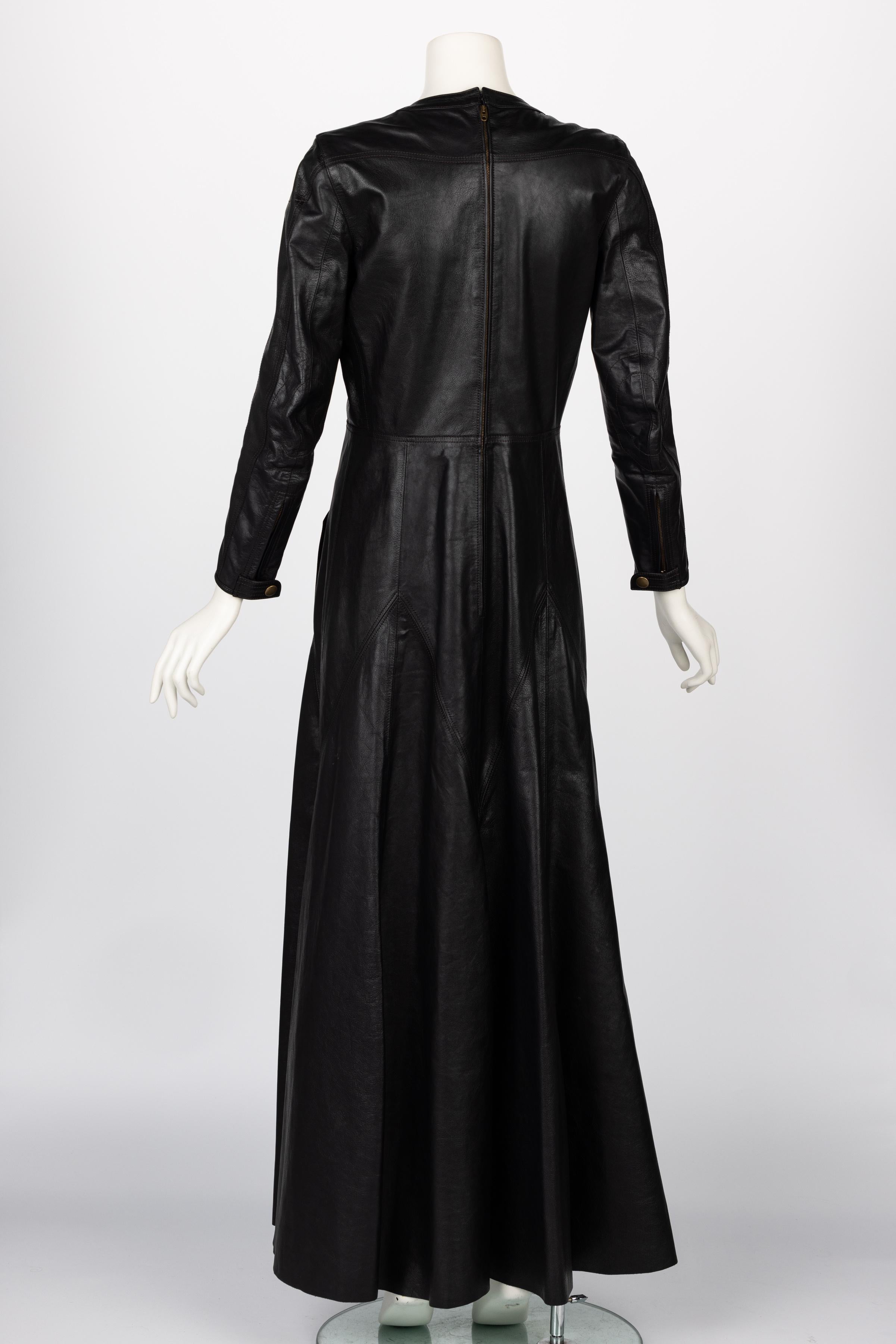 Women's or Men's Chloe Fall 2016 Black Leather Maxi Dress Runway Look #42