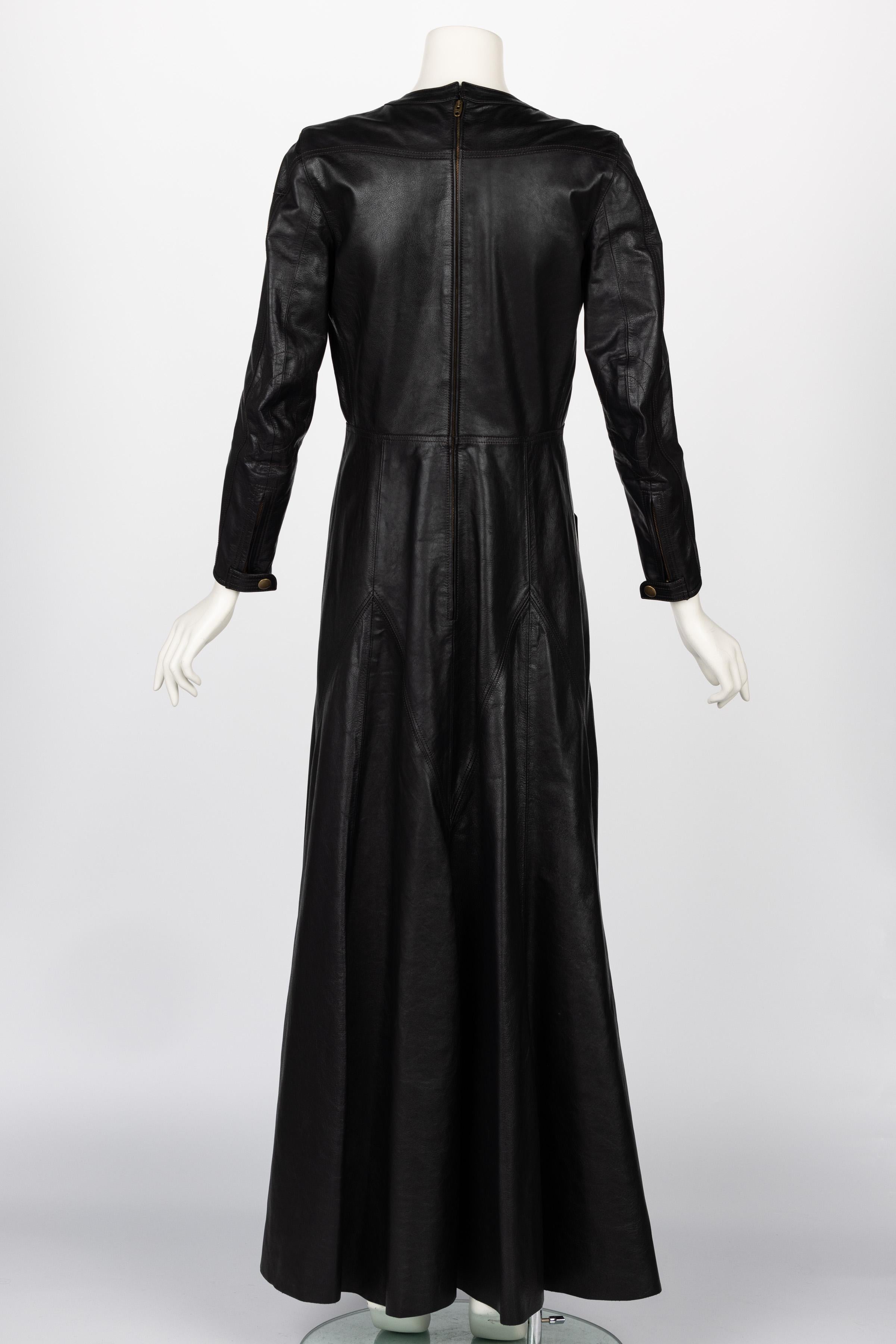 Chloe Fall 2016 Black Leather Maxi Dress Runway Look #42 1