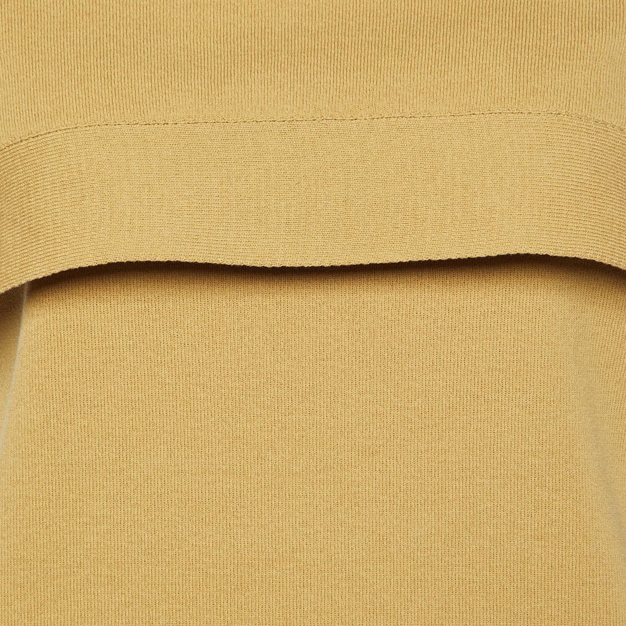 Marrone Chloe Fall Leaf - Top marrone in maglia di cotone con abbottonatura sulla spalla S in vendita