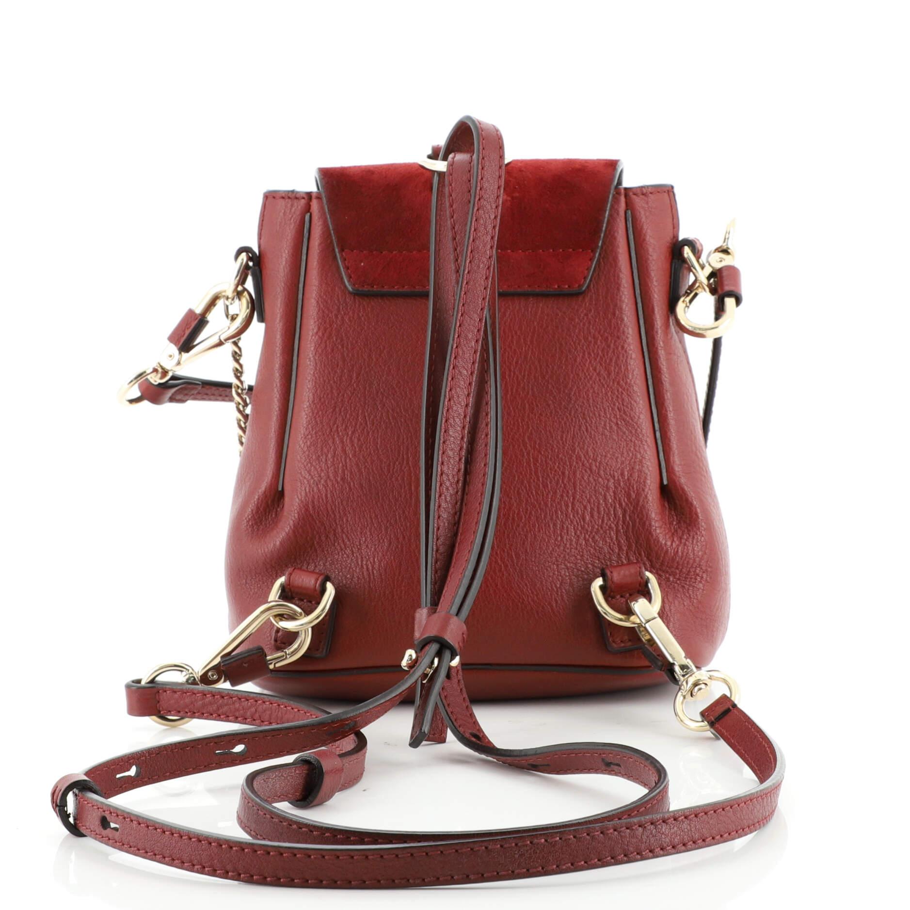 Chloe Faye Backpack Leather and Suede Mini In Good Condition In NY, NY
