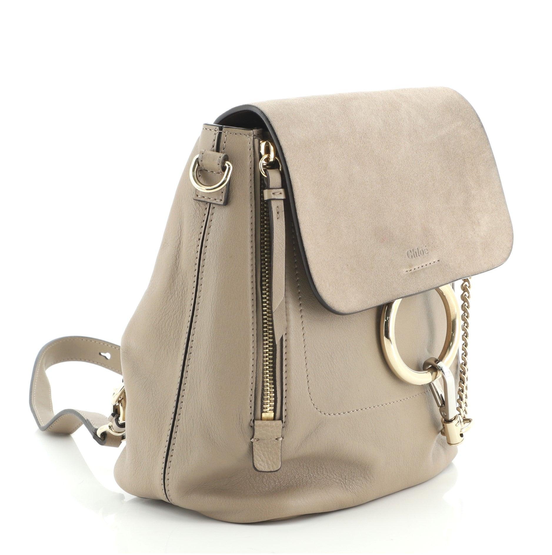 Brown Chloe Faye Backpack Leather and Suede Small
