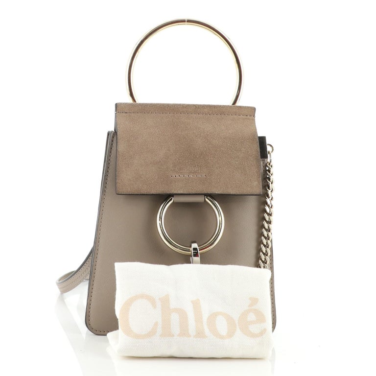 Chloe Faye Bracelet Crossbody Bag Leather and Suede Mini For Sale at  1stDibs