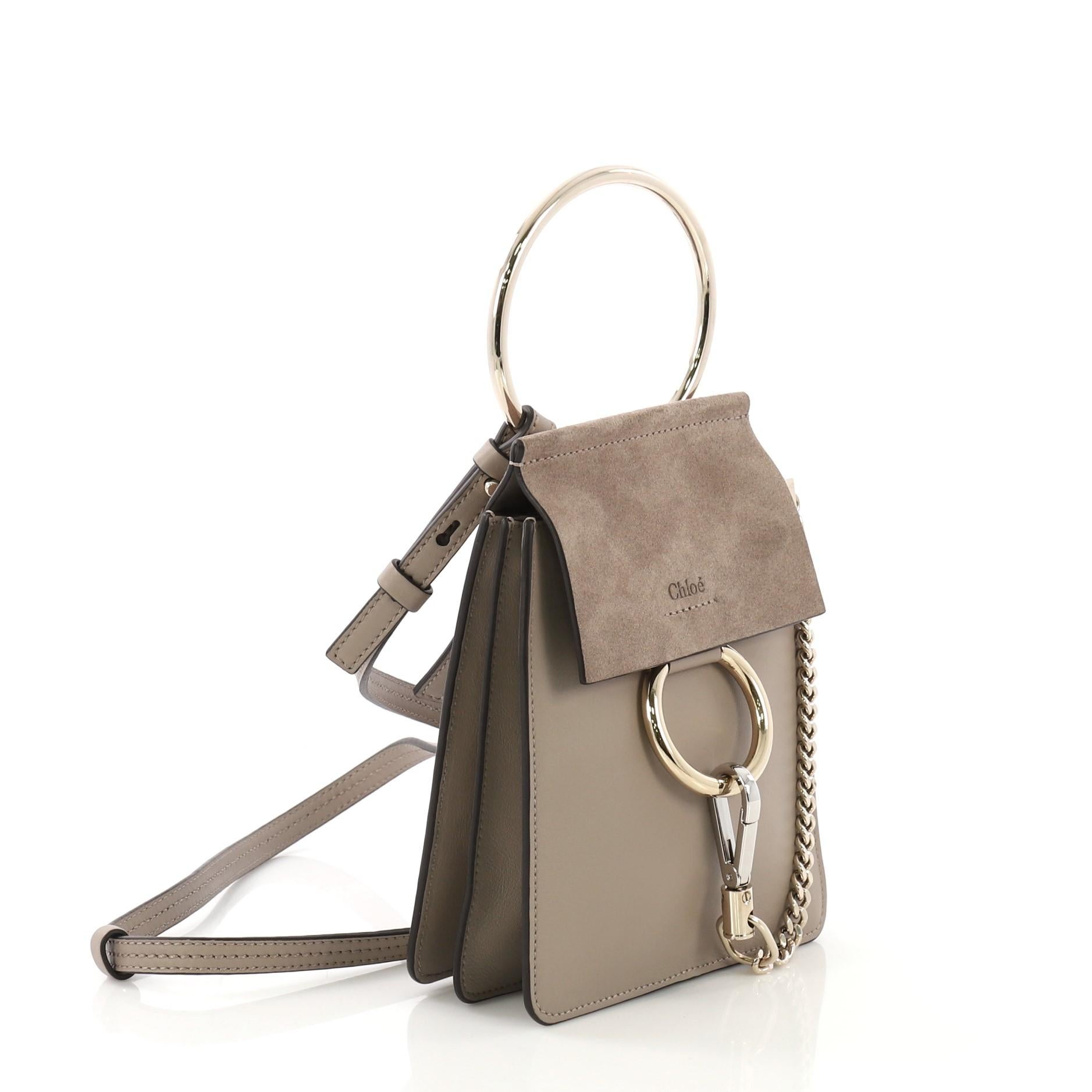 Brown Chloe Faye Bracelet Crossbody Bag Leather and Suede Mini