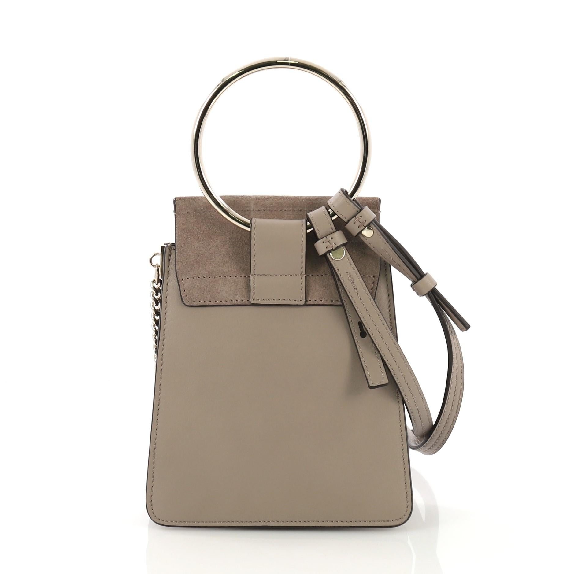 Chloe Faye Bracelet Crossbody Bag Leather and Suede Mini In Excellent Condition In NY, NY