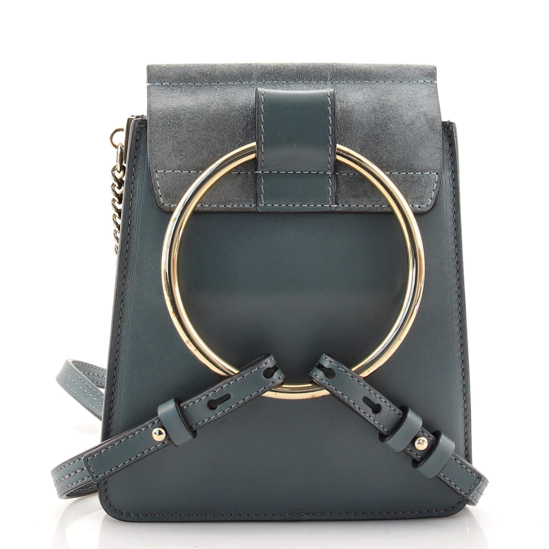 Chloe Faye Bracelet Crossbody Bag Leather and Suede Mini In Good Condition In NY, NY