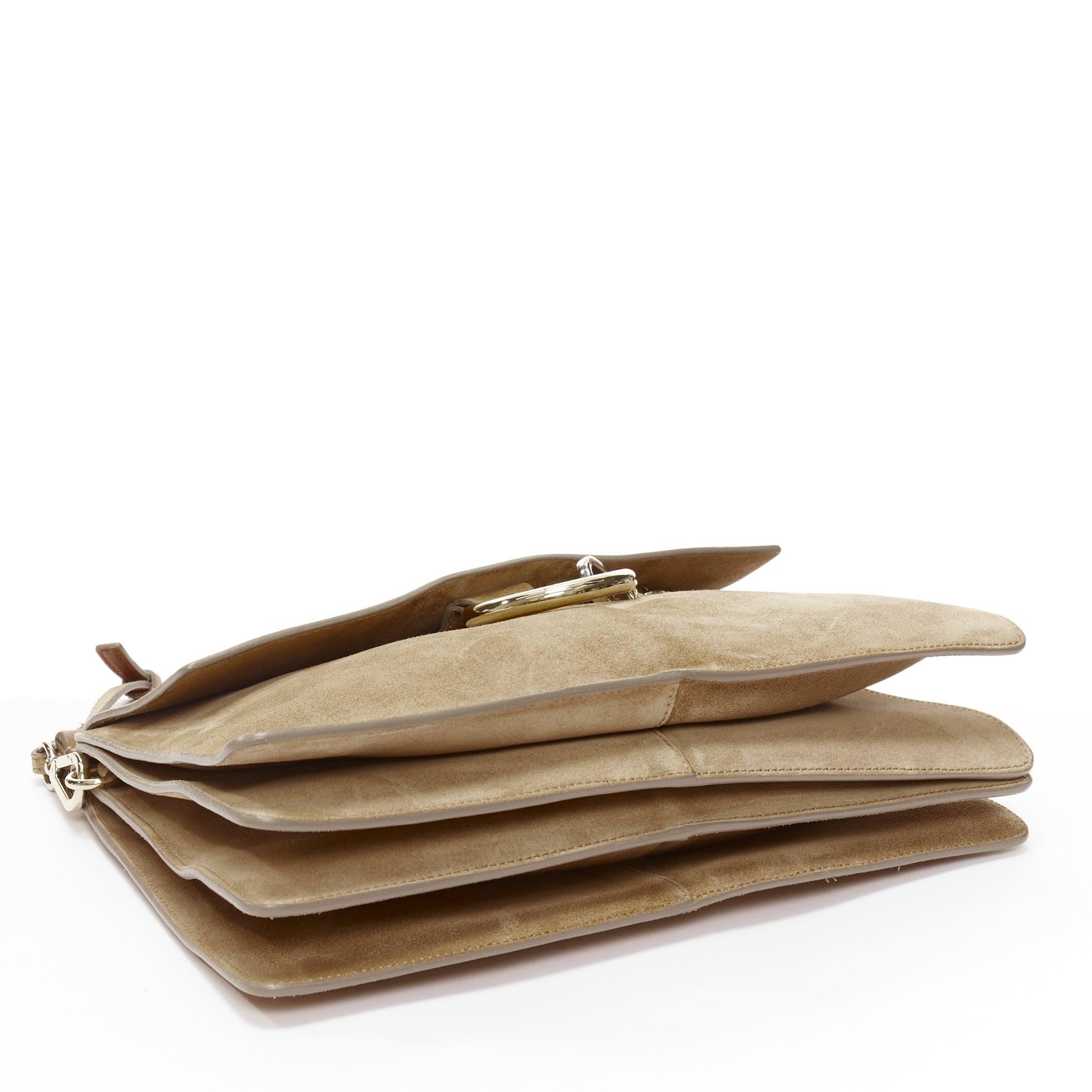 CHLOE Faye brown suede gold ring chain brown crossbody flap bag 1