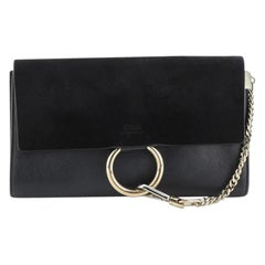 Chloe Faye Clutch Leather and Suede