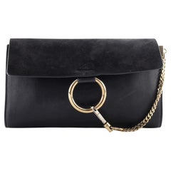 Chloe Faye Clutch Leather and Suede