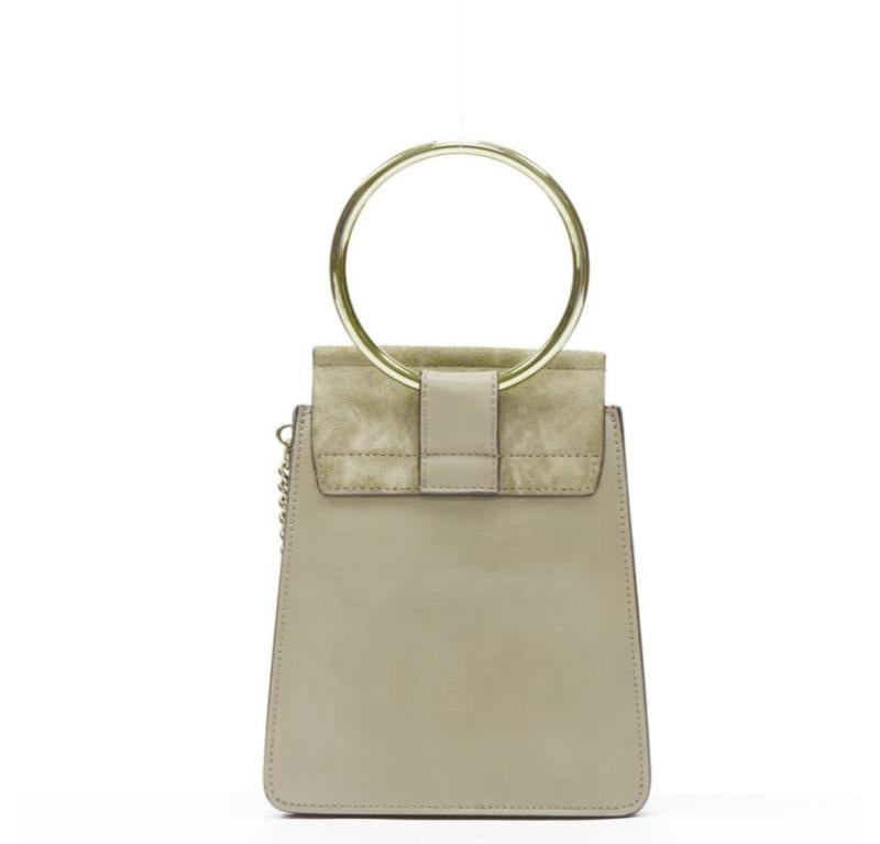 Women's CHLOE Faye gold bangle bracelet ring chained crossbody grey suede leather bag For Sale