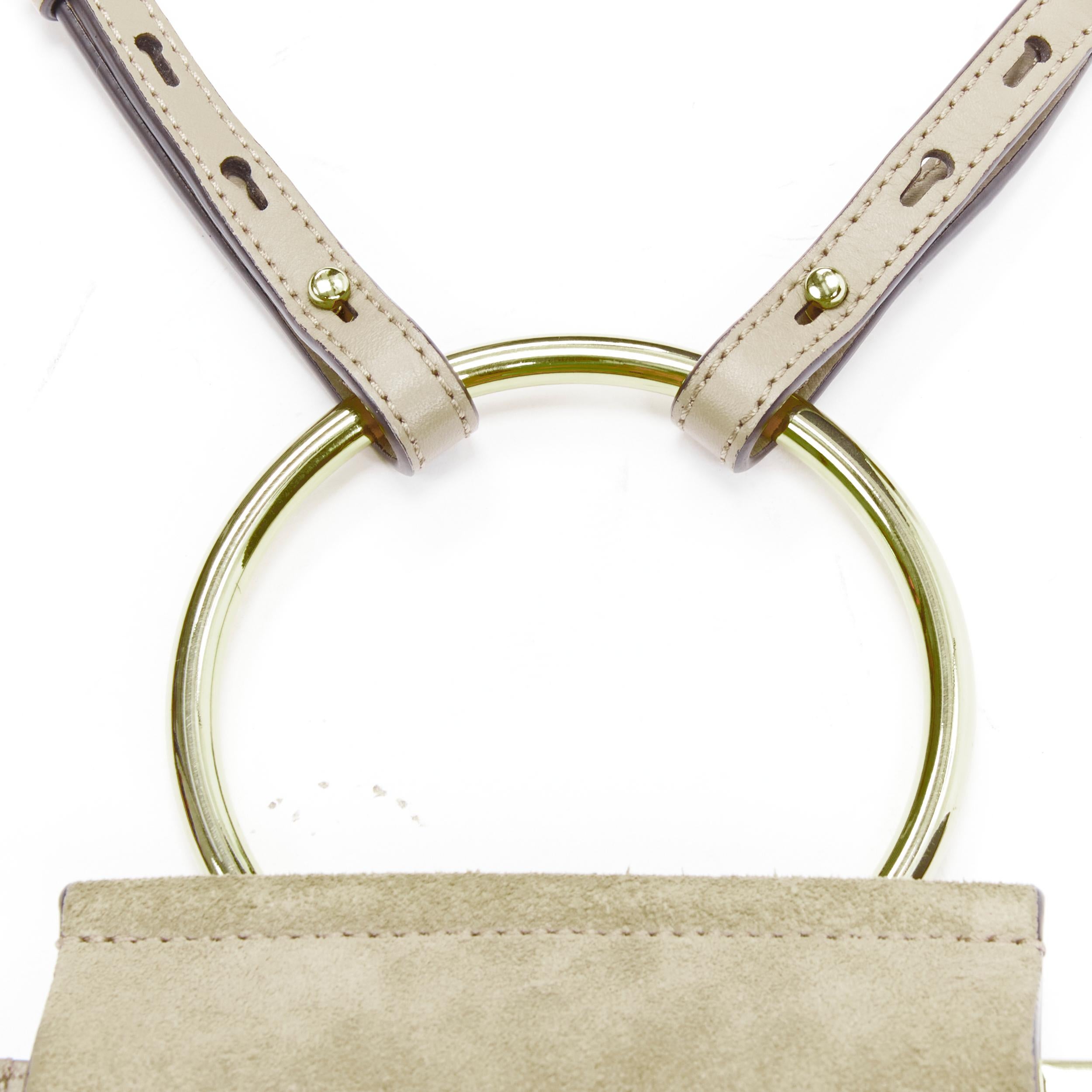 Women's CHLOE Faye gold bangle bracelet ring chained crossbody grey suede leather bag For Sale