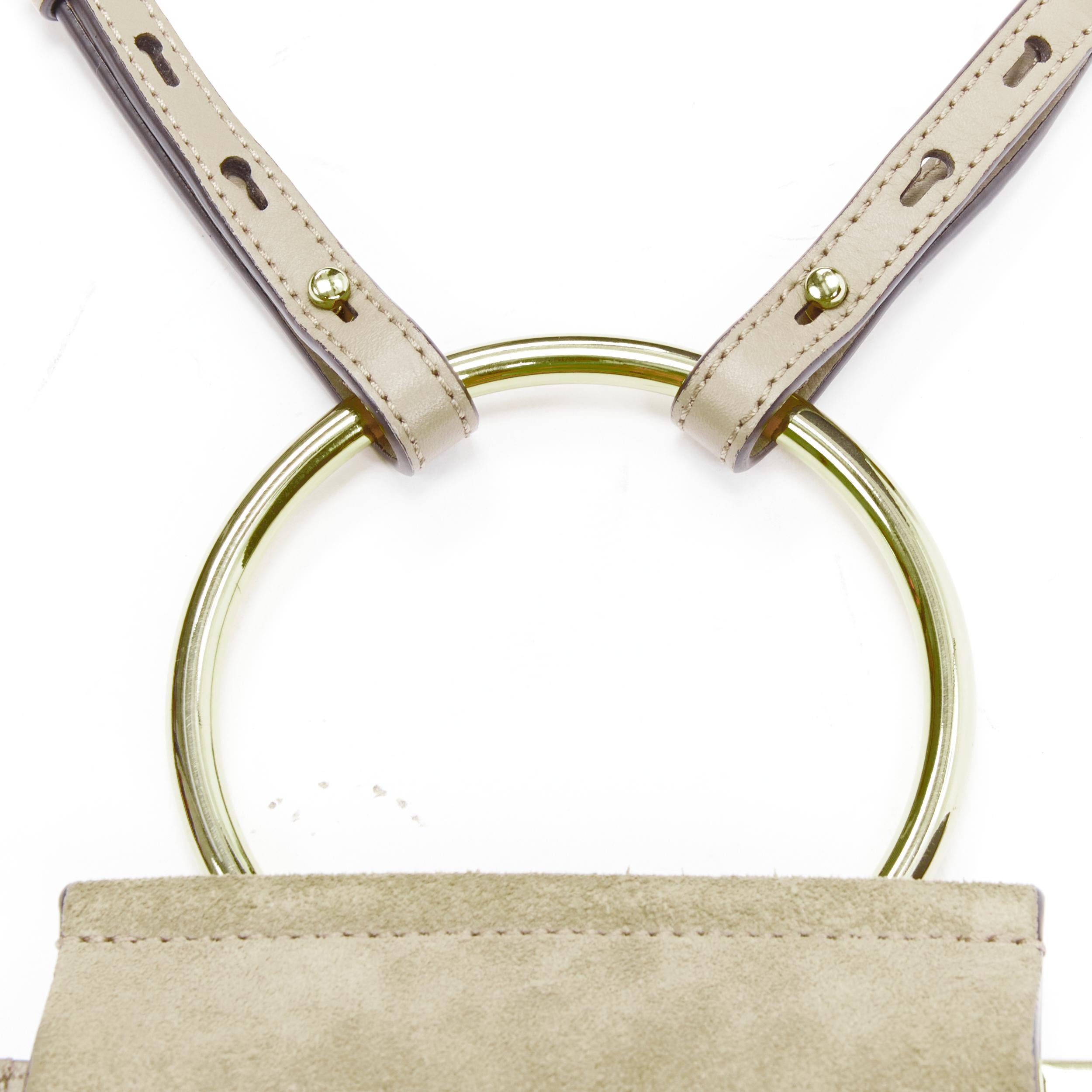Women's CHLOE Faye gold bangle bracelet ring chained crossbody grey suede leather bag