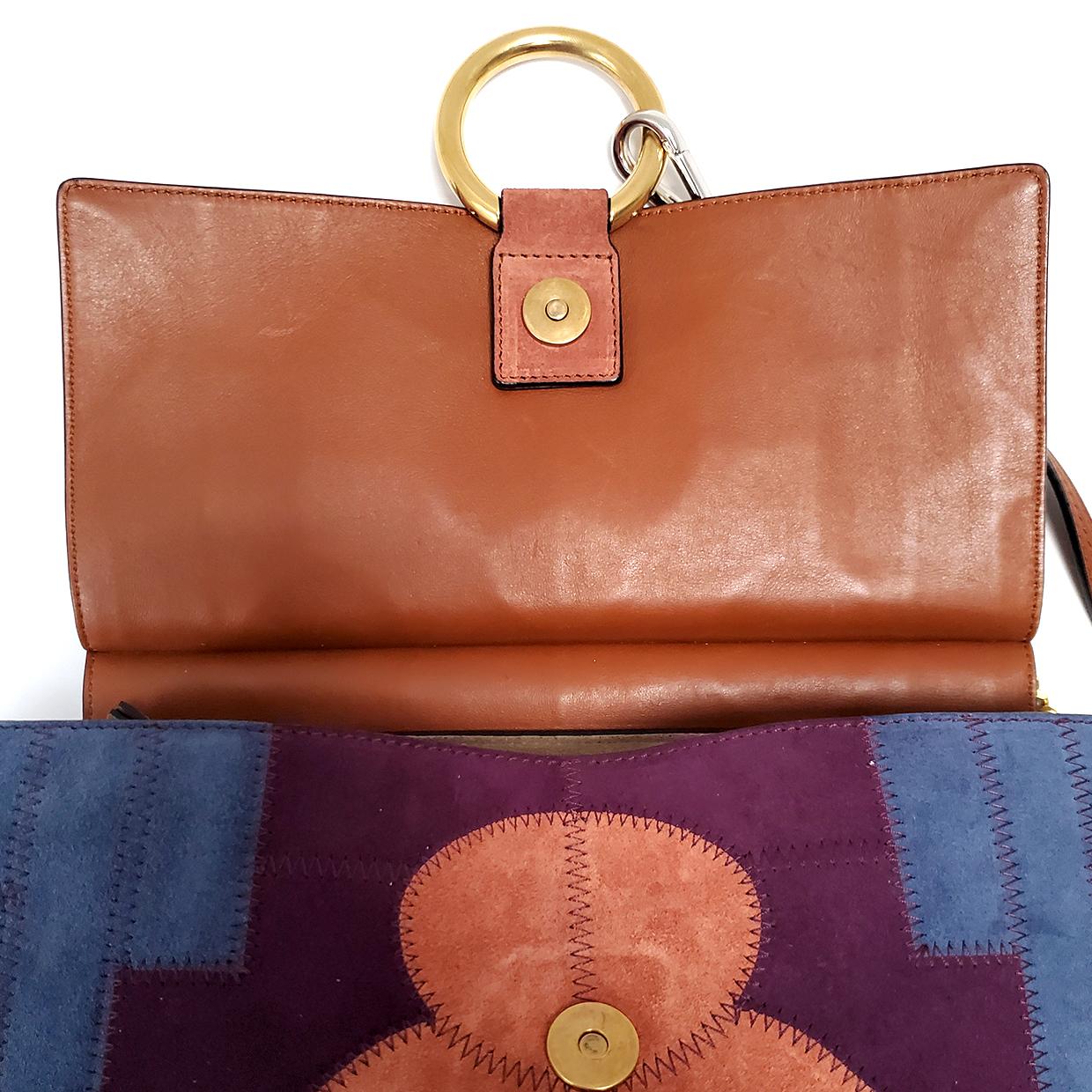 Chloe Faye Multicolor Patchwork Hand Bag In Excellent Condition For Sale In Columbia, MO
