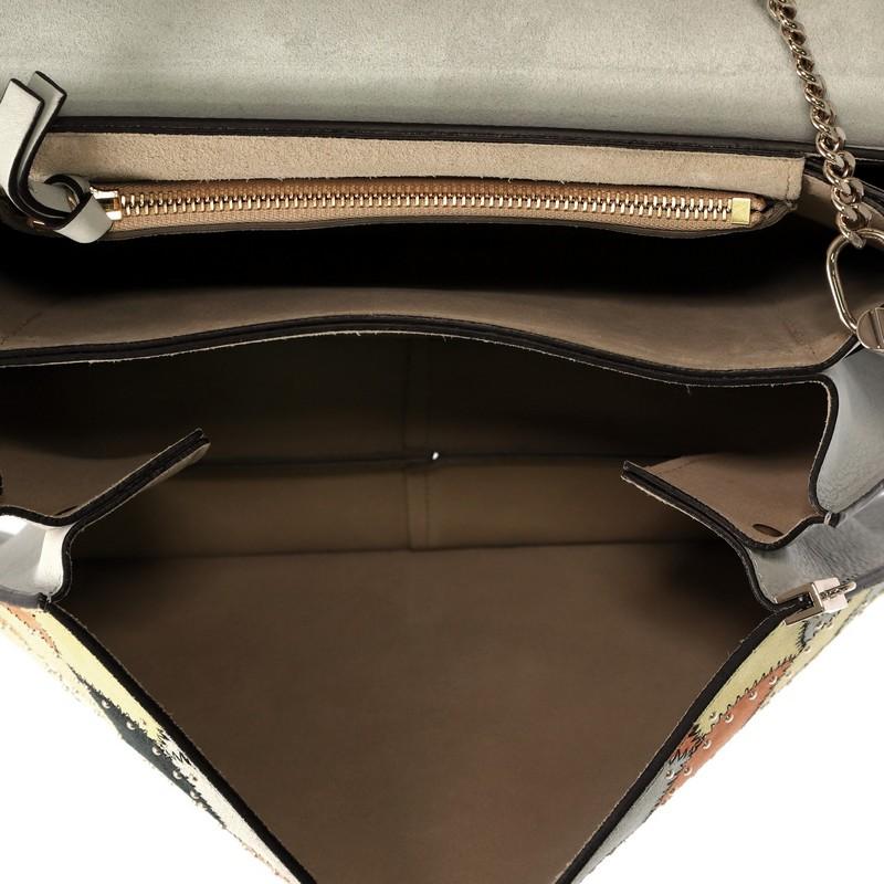 Chloe Faye Patchwork Shoulder Bag Studded Leather with Suede Medium In Fair Condition In NY, NY