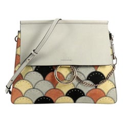 Chloe Faye Patchwork Shoulder Bag Studded Leather with Suede Medium