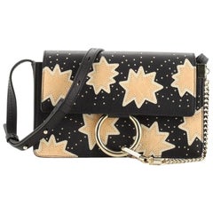Chloe Faye Patchwork Shoulder Bag Studded Leather with Suede Small