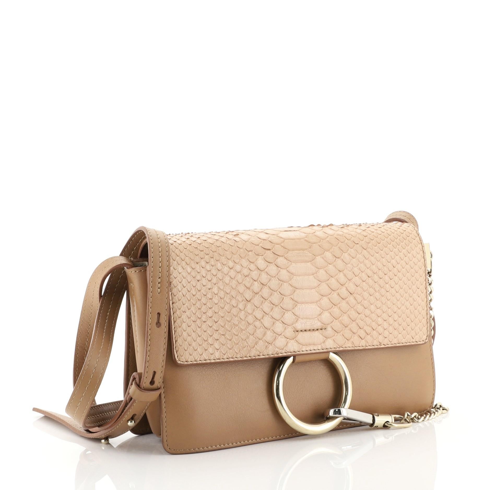 Brown Chloe Faye Shoulder Bag Leather and Python Small,