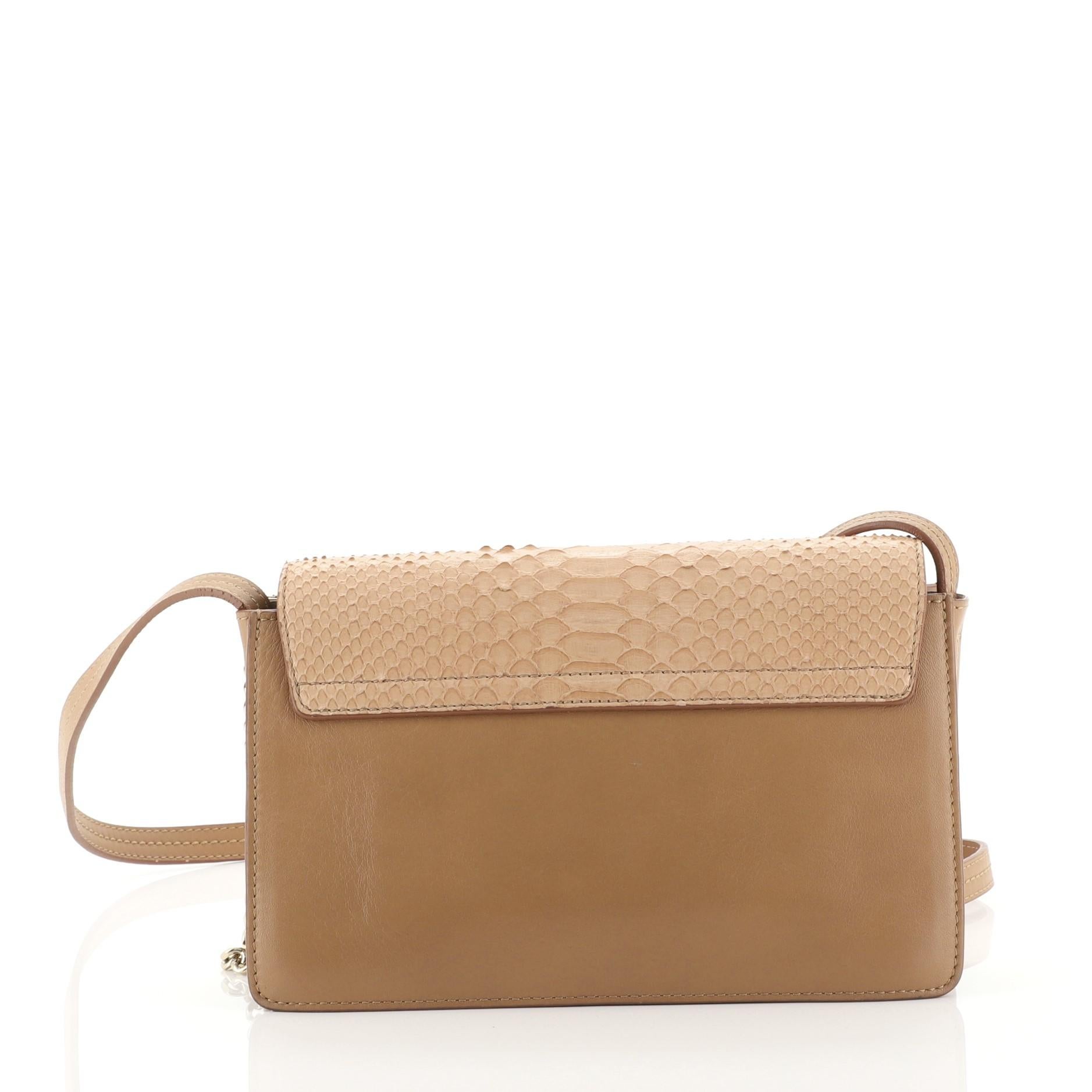 Chloe Faye Shoulder Bag Leather and Python Small, In Good Condition In NY, NY