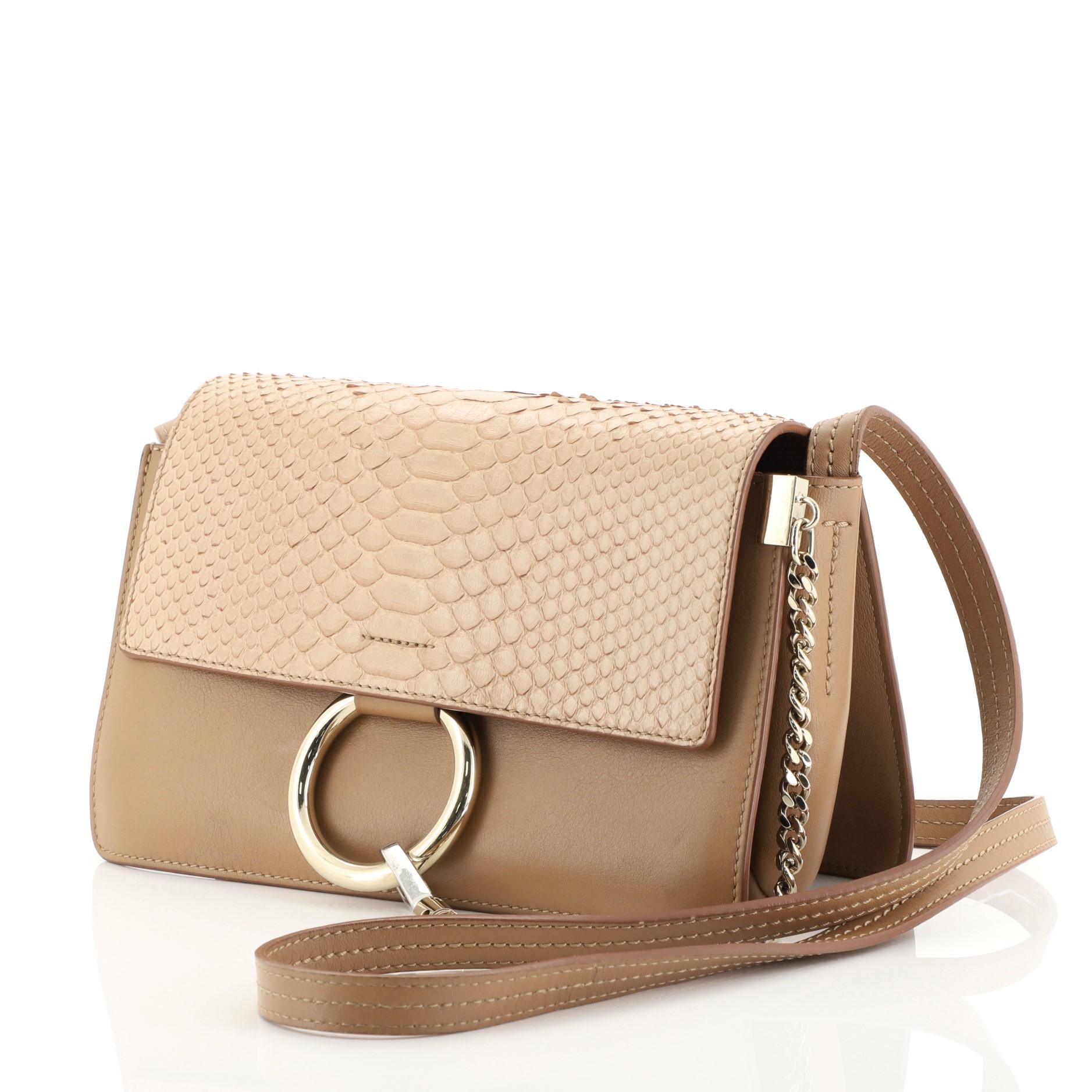 Chloe Faye Shoulder Bag Leather and Python Small, 3