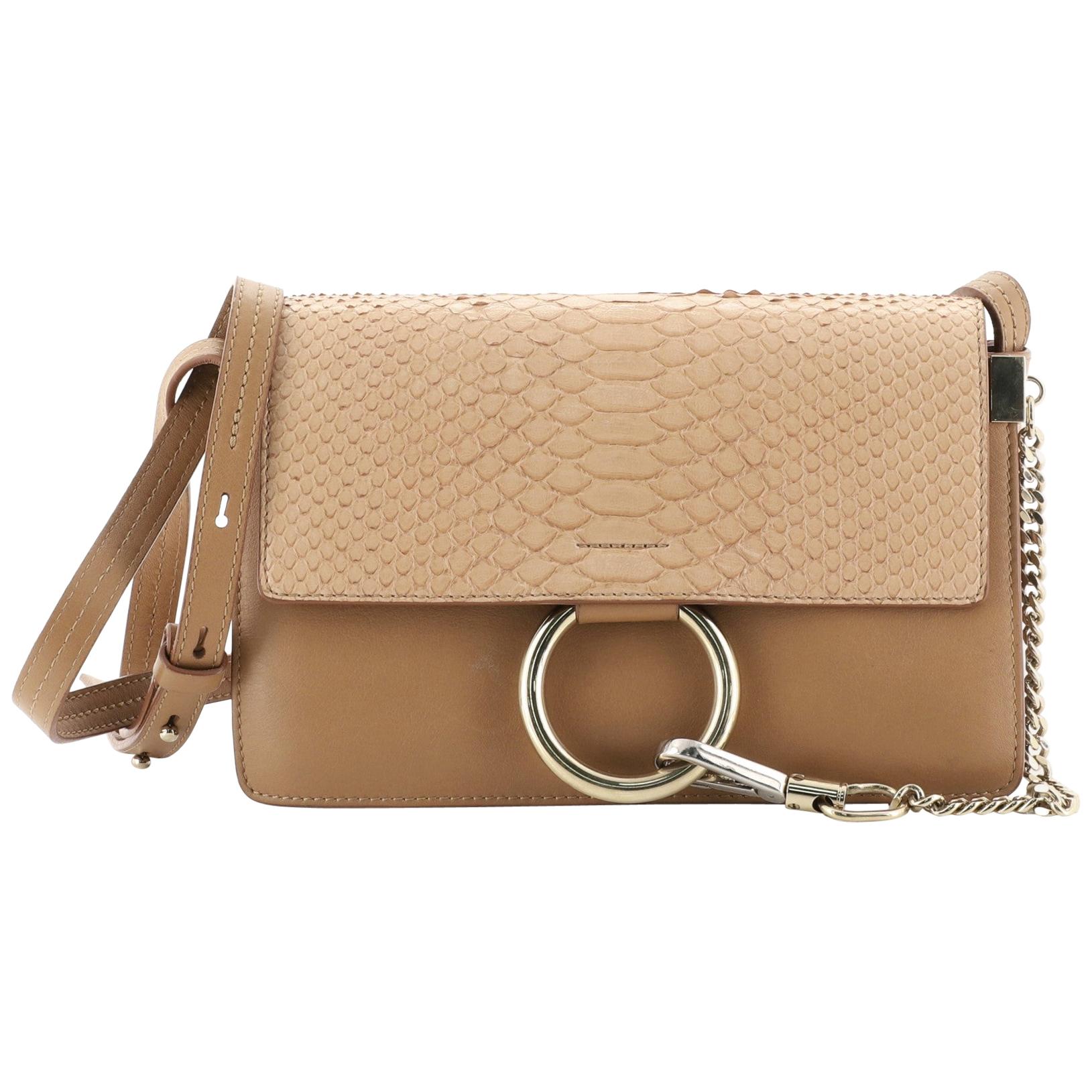 Chloe Faye Shoulder Bag Leather and Python Small,