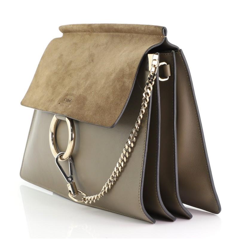 Brown Chloe Faye Shoulder Bag Leather and Suede Medium