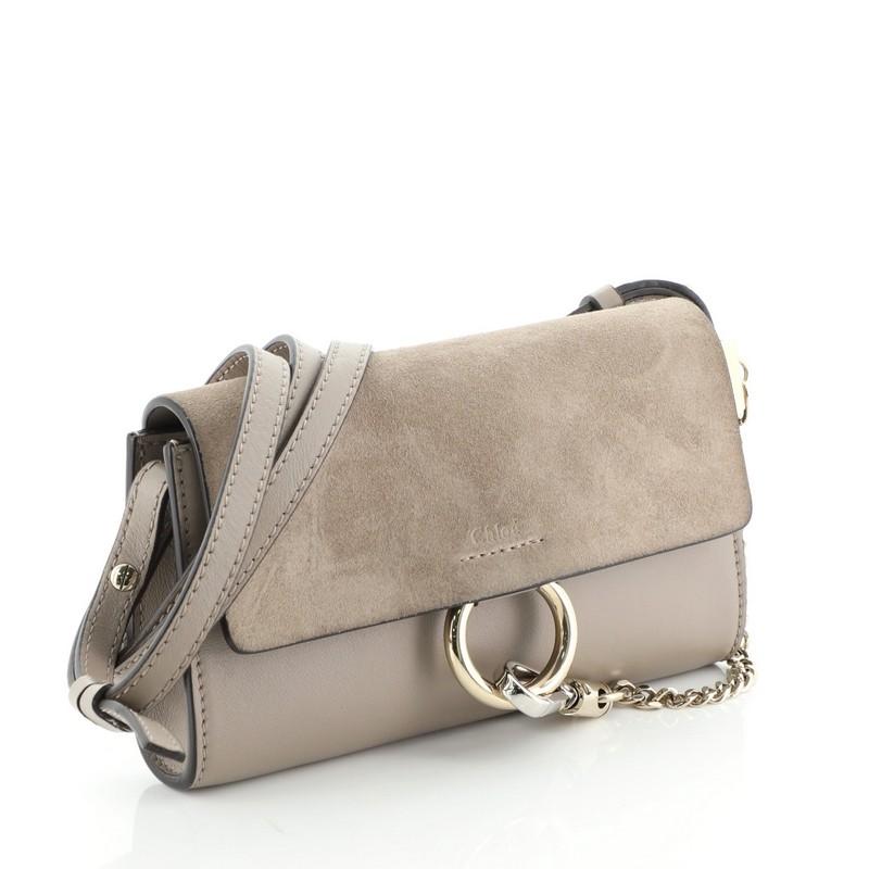 Brown Chloe Faye Shoulder Bag Leather and Suede Mini