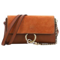 Used Chloe Faye Shoulder Bag Leather and Suede Mini